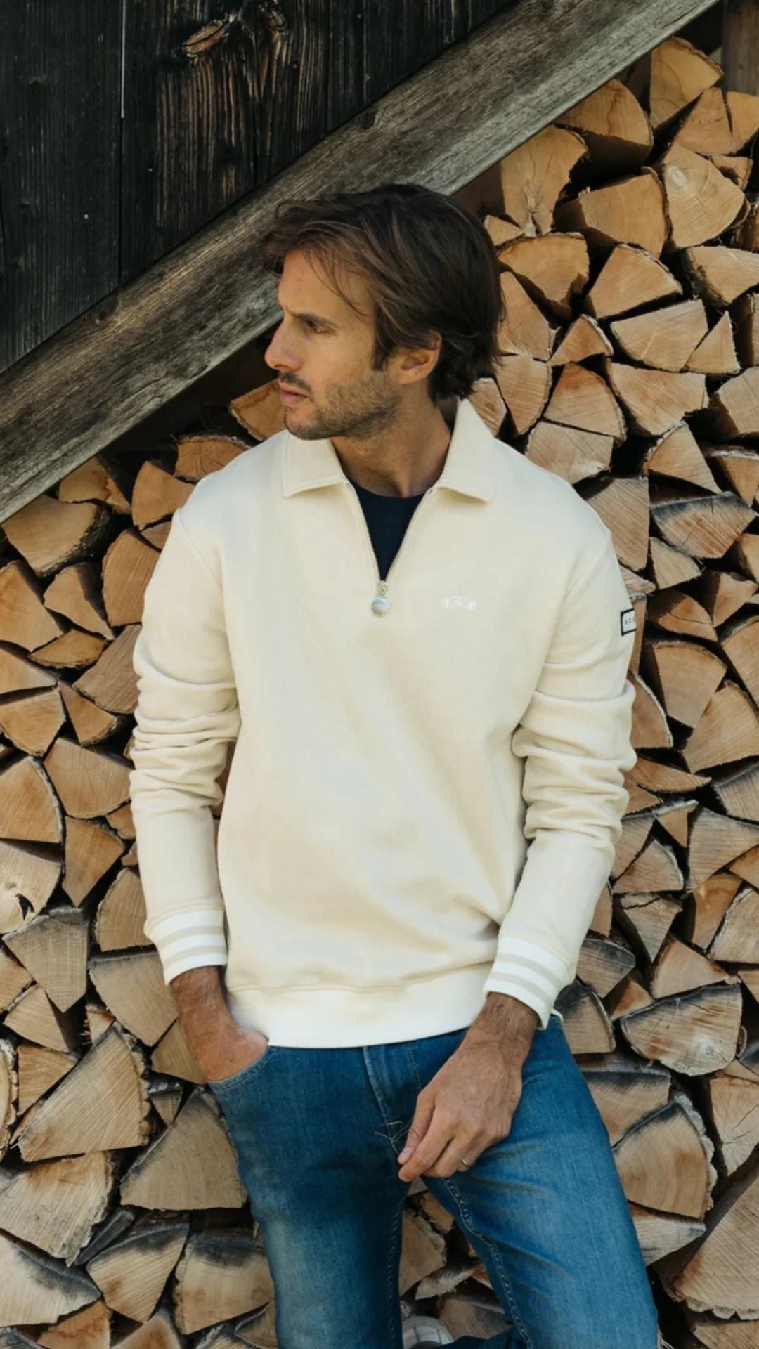 Herringbone Racecar Zip Polo - 8JS