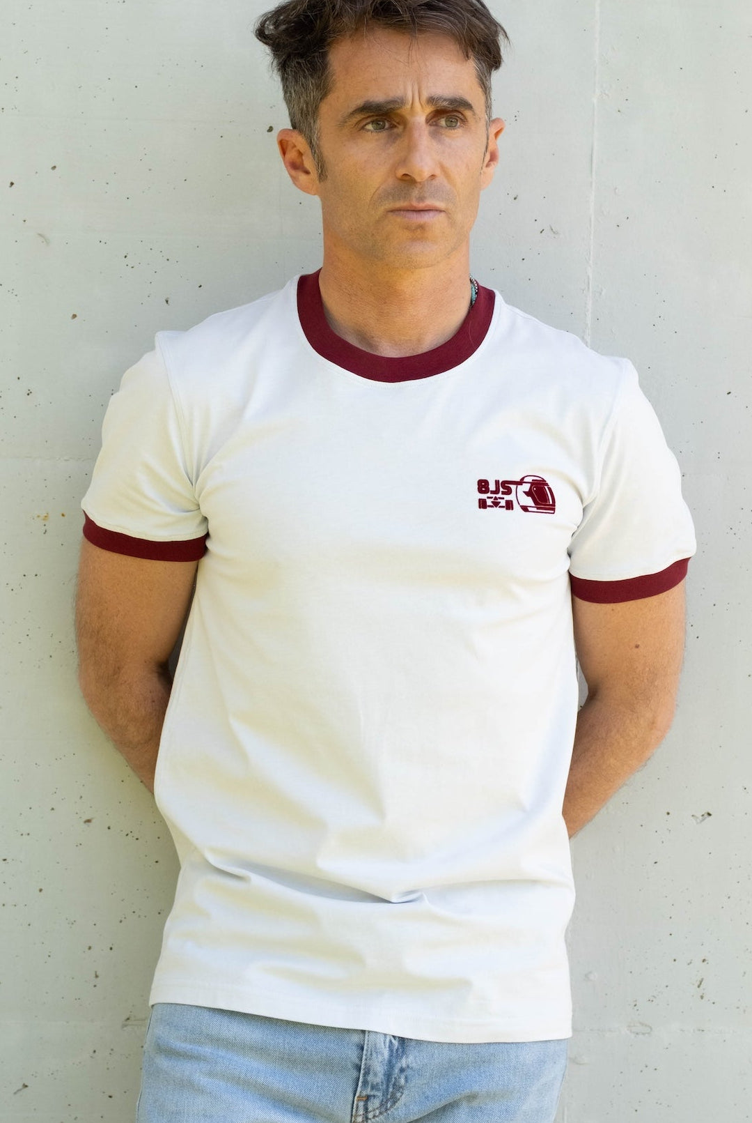8JS Helmet flock print T-Shirt - 8JS