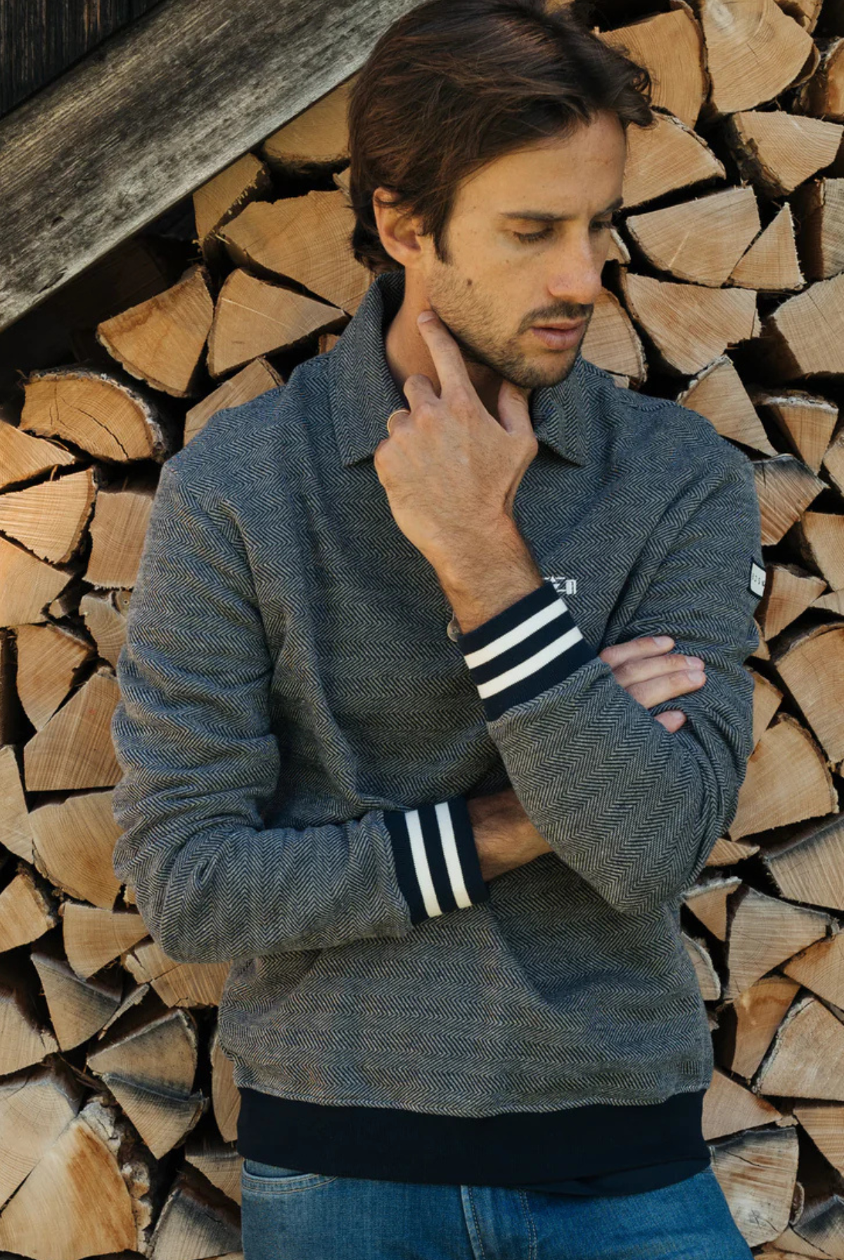 Herringbone Racecar Zip Polo - 8JS