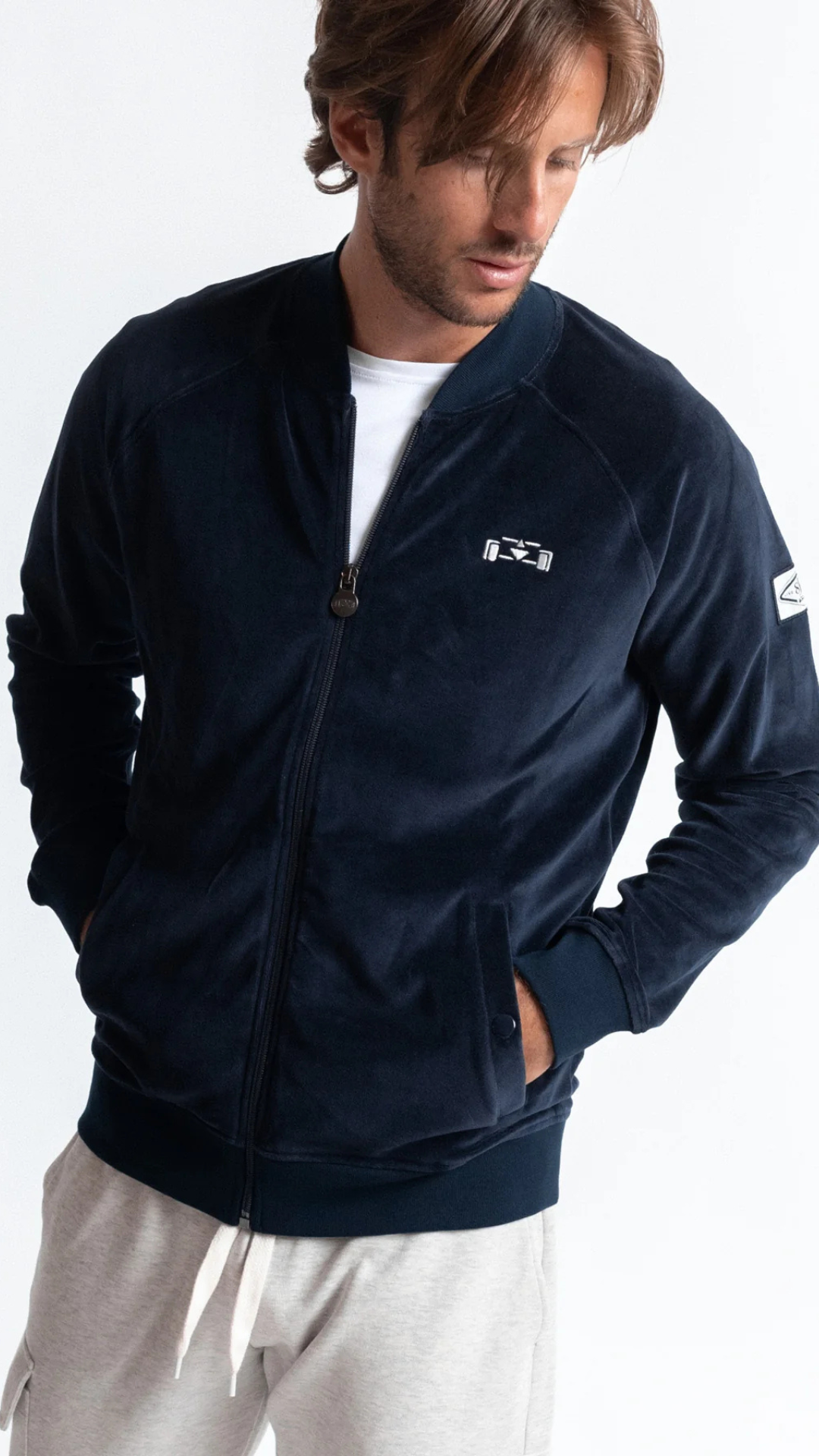 Velour Fleece Racecar Track Jacket - 8JS