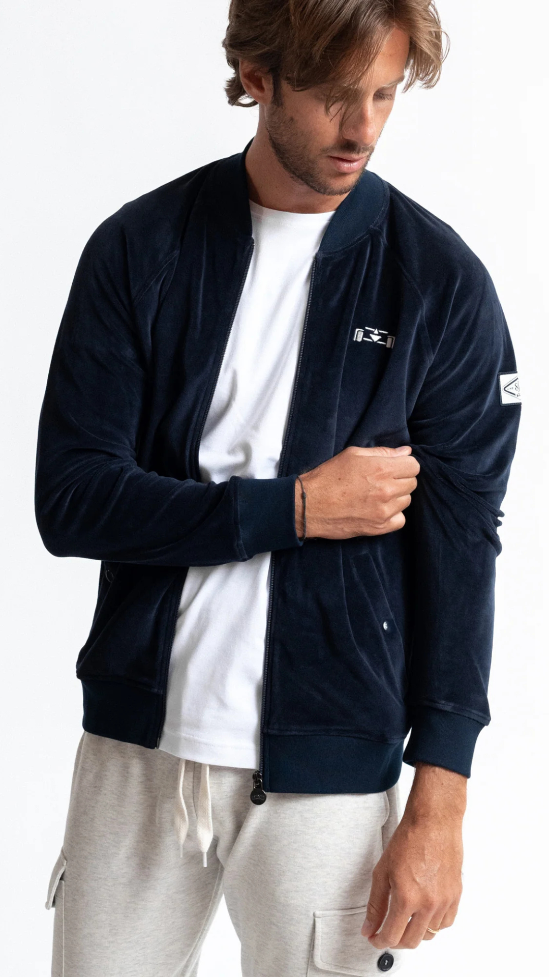 Velour Fleece Racecar Track Jacket - 8JS