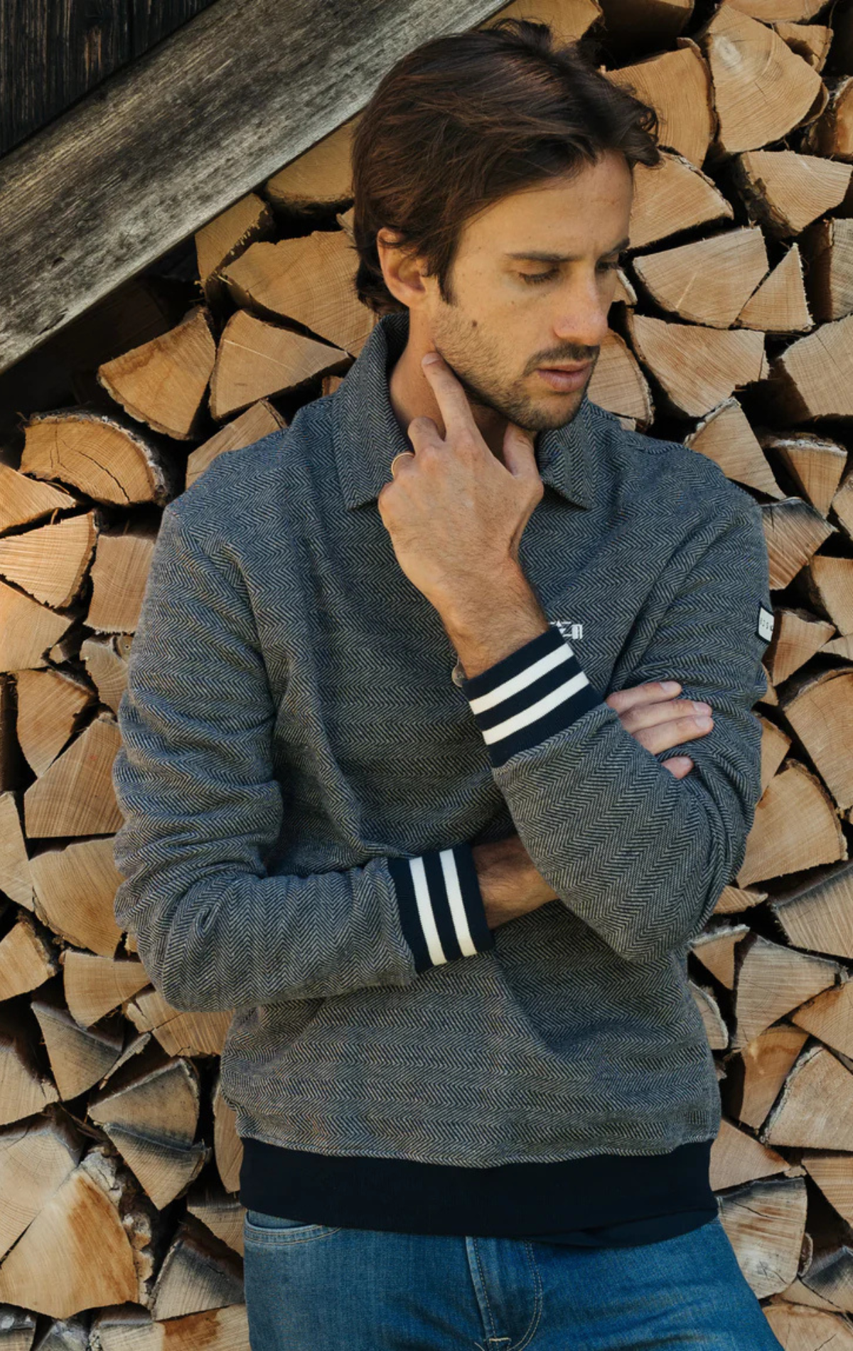 Herringbone Racecar Zip Polo - 8JS