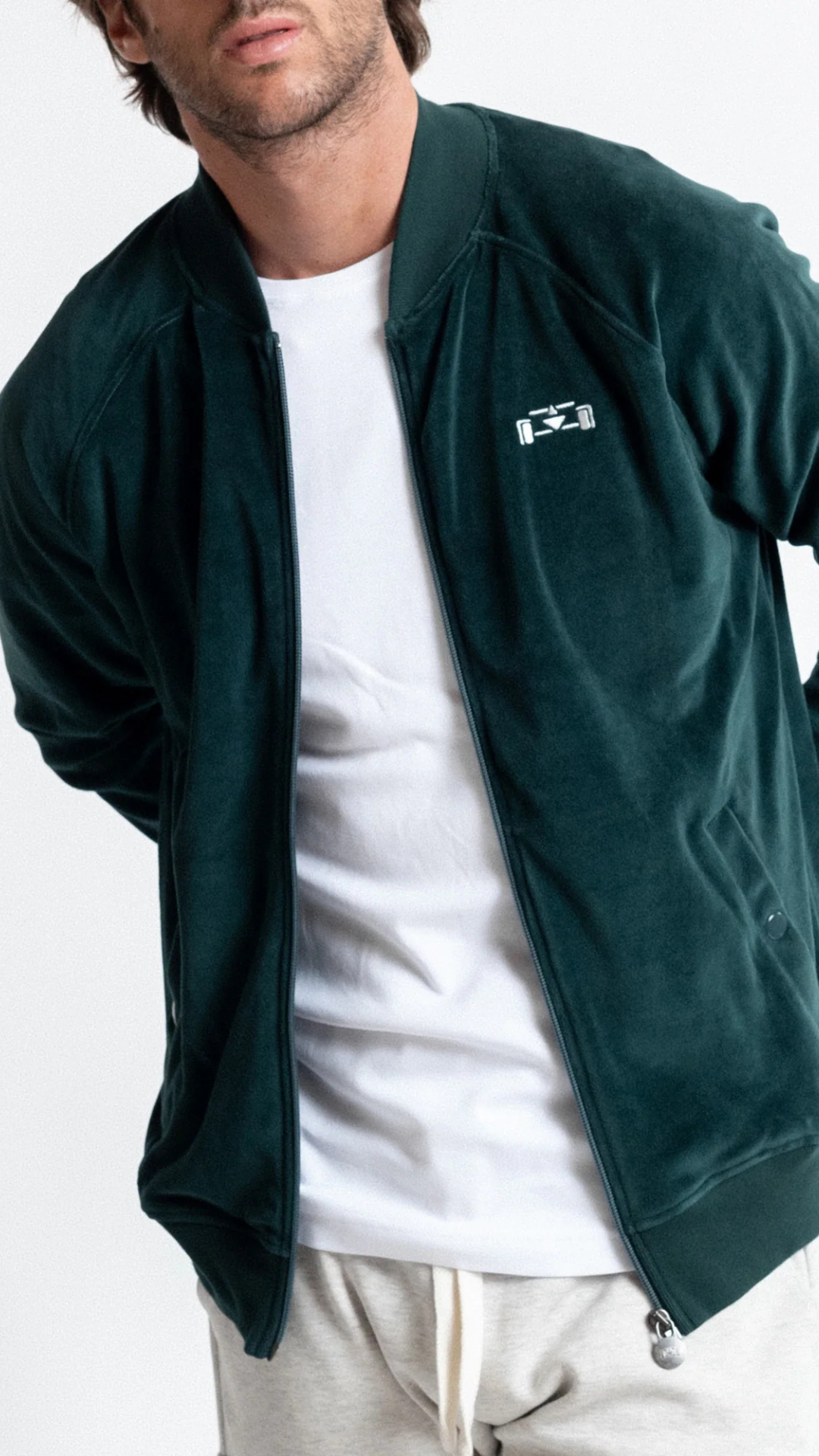 Velour Fleece Racecar Track Jacket - 8JS