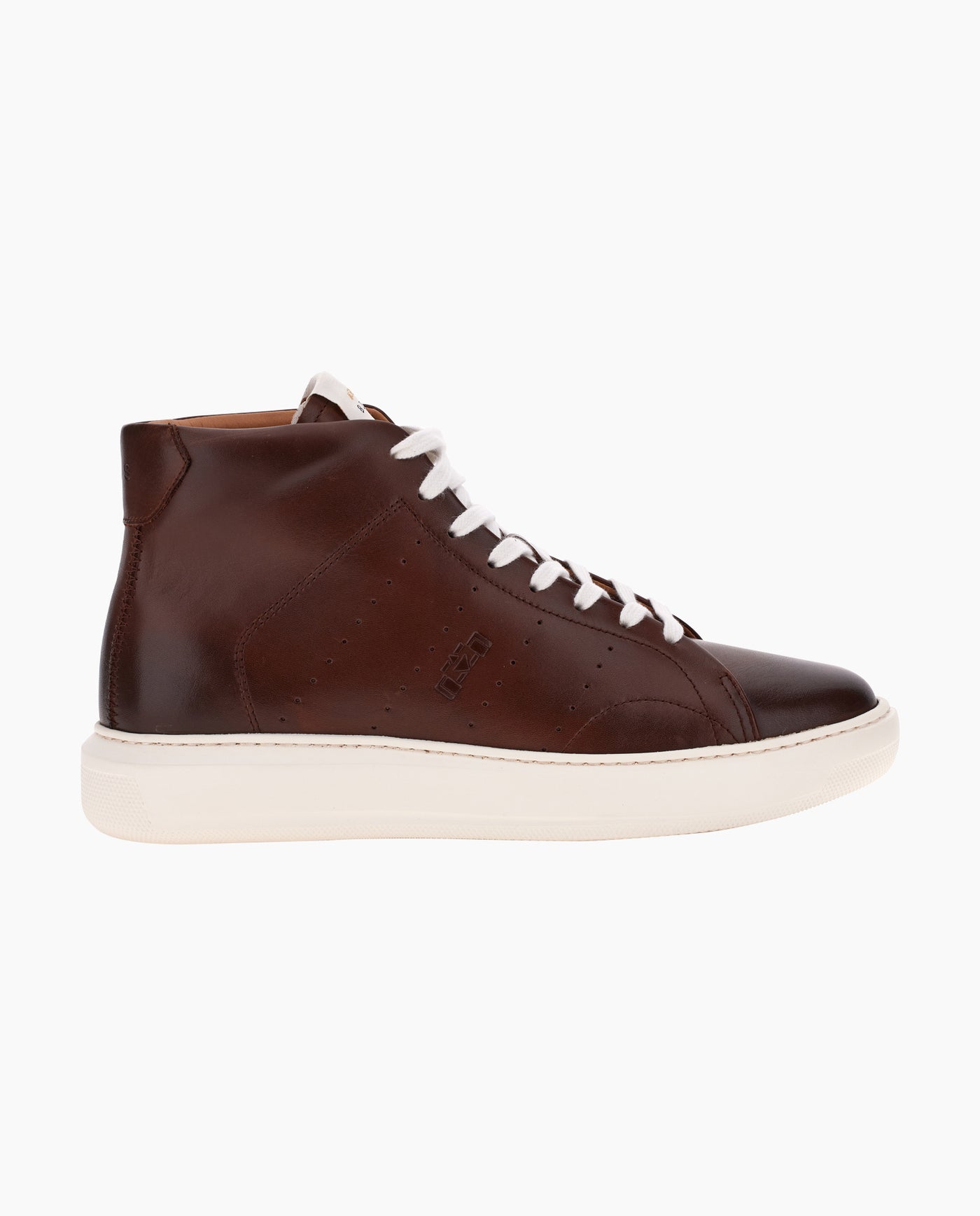 Burnished Brown Leather Racing Sneakers - 8JS