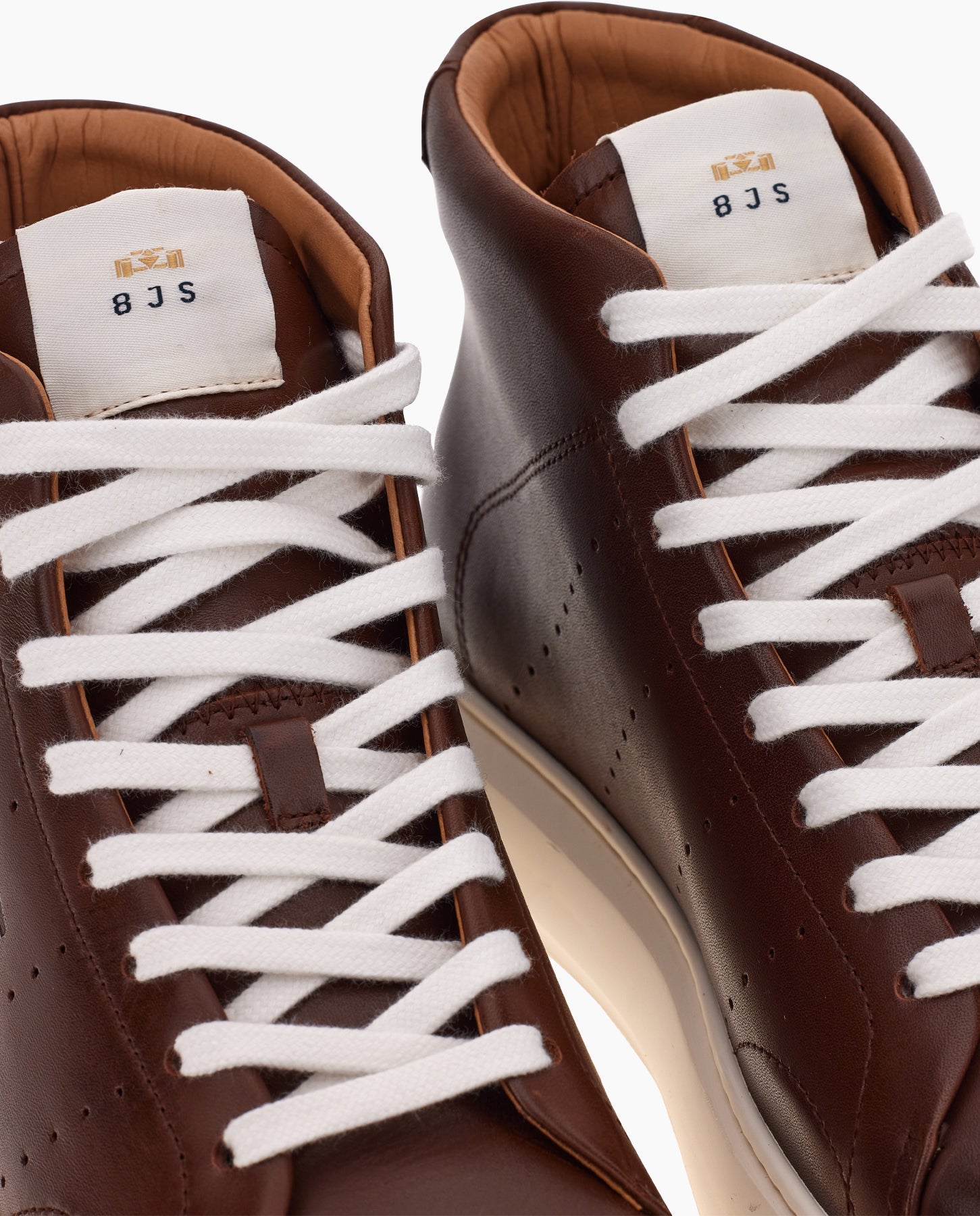 Burnished Brown Leather Racing Sneakers - 8JS