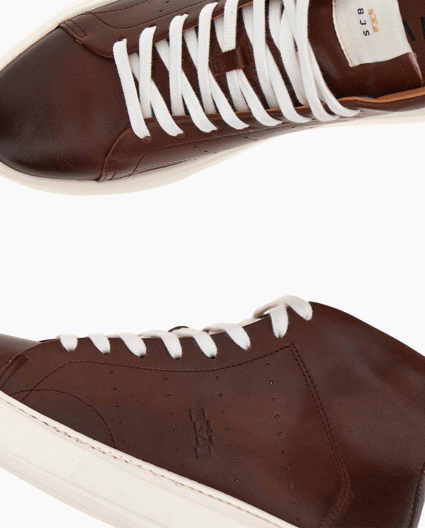 Burnished Brown Leather Racing Sneakers - 8JS