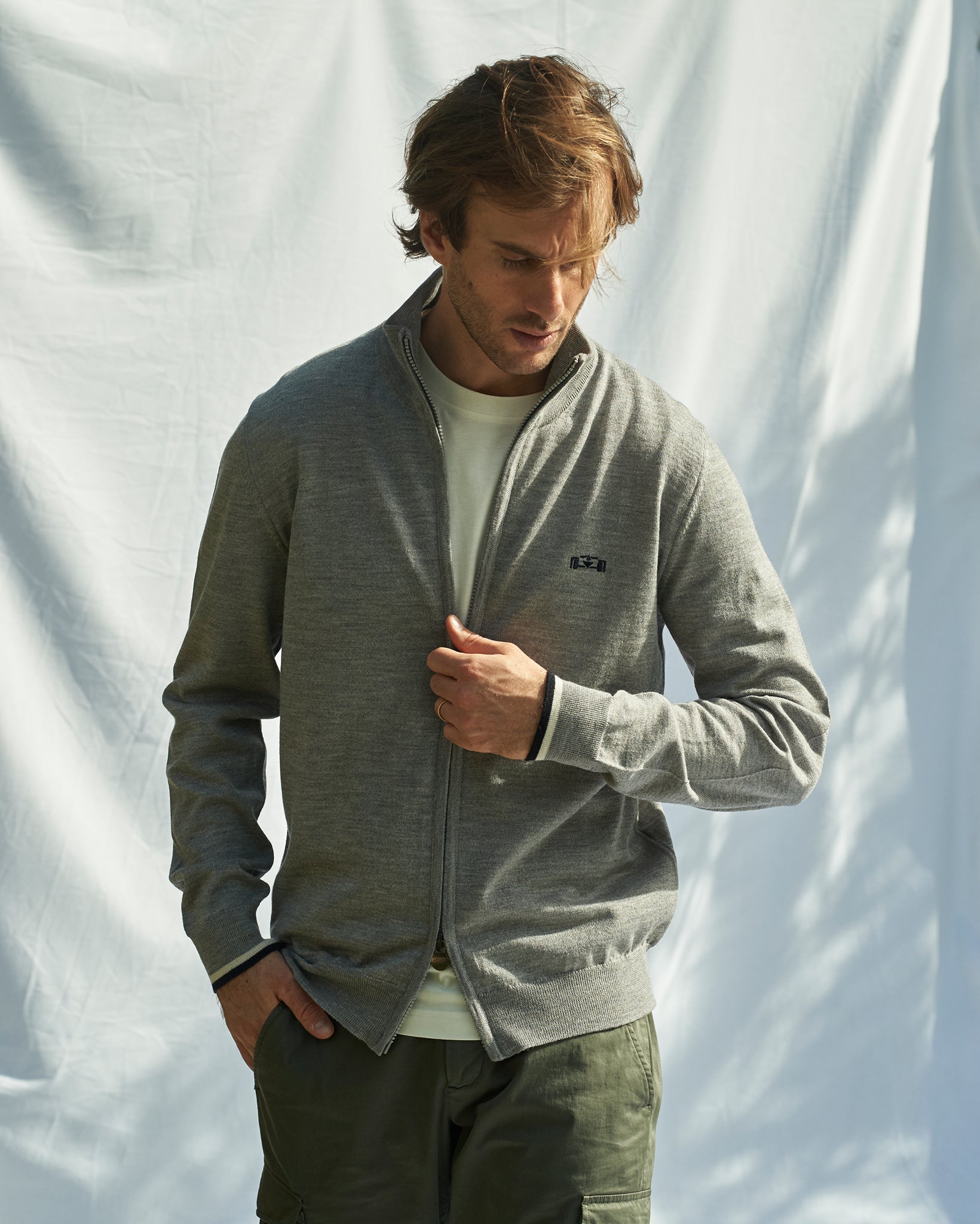 8JS Basic Merino Zip up Knit - 8JS
