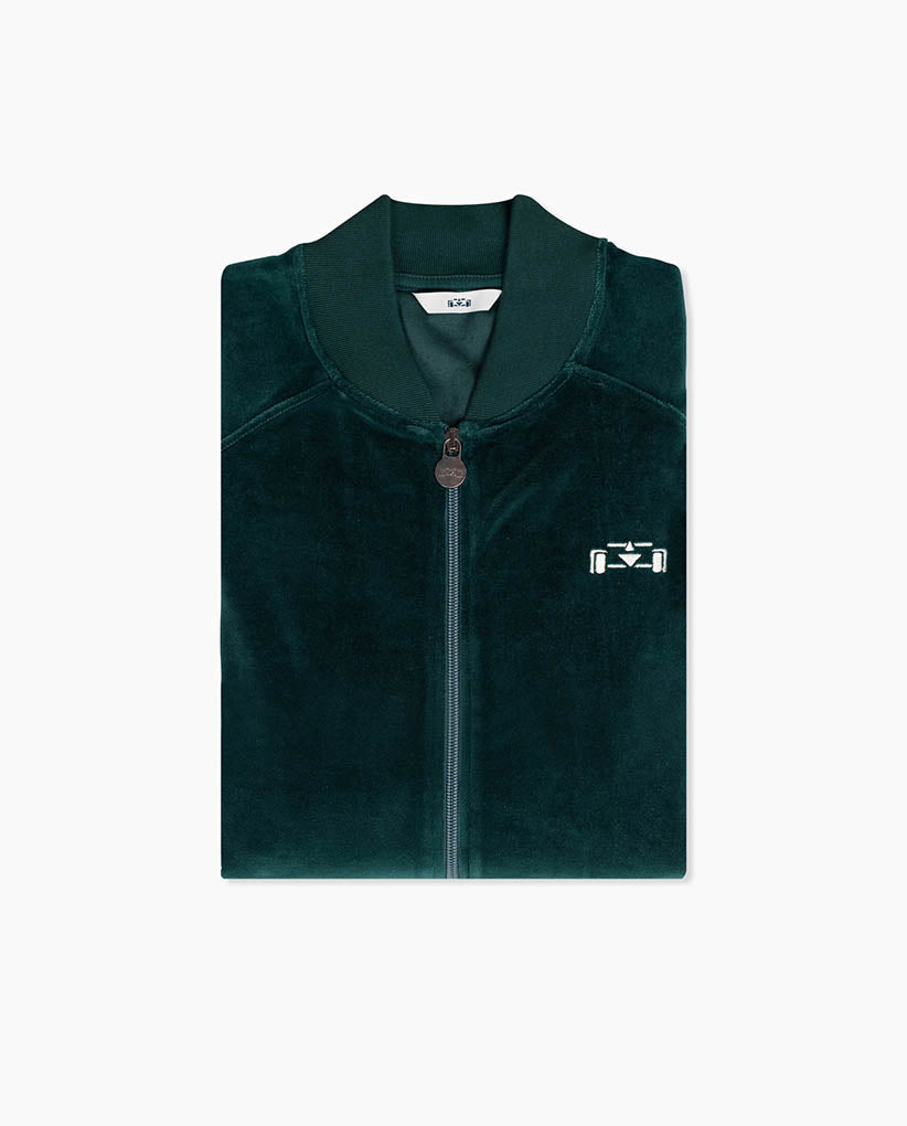 Velour Fleece Racecar Track Jacket - 8JS