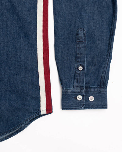 Dark Washed Denim Racecar Shirt - 8JS