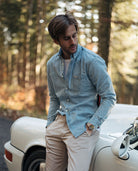 Light Washed Denim Racecar Shirt - 8JS